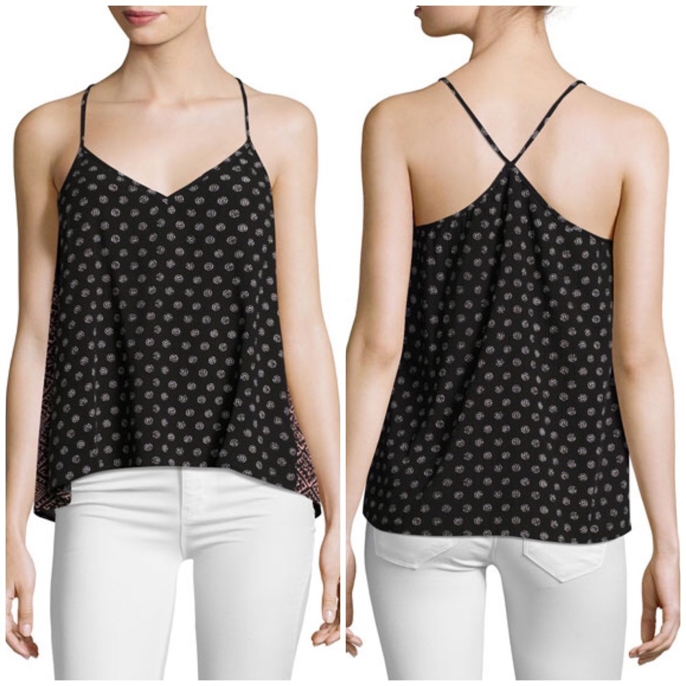 Splendid Island Stamp Print Tank Small Black White racerback